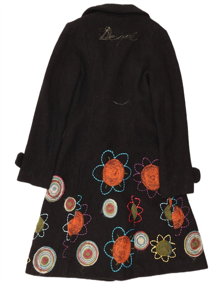 Desigual grafisk overfrakke til kvinder EU 38 Medium Black Floral Viscose