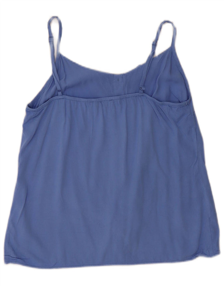 OASIS Womens Ruffle Front Cami Top UK 8 Small Blue Viscose