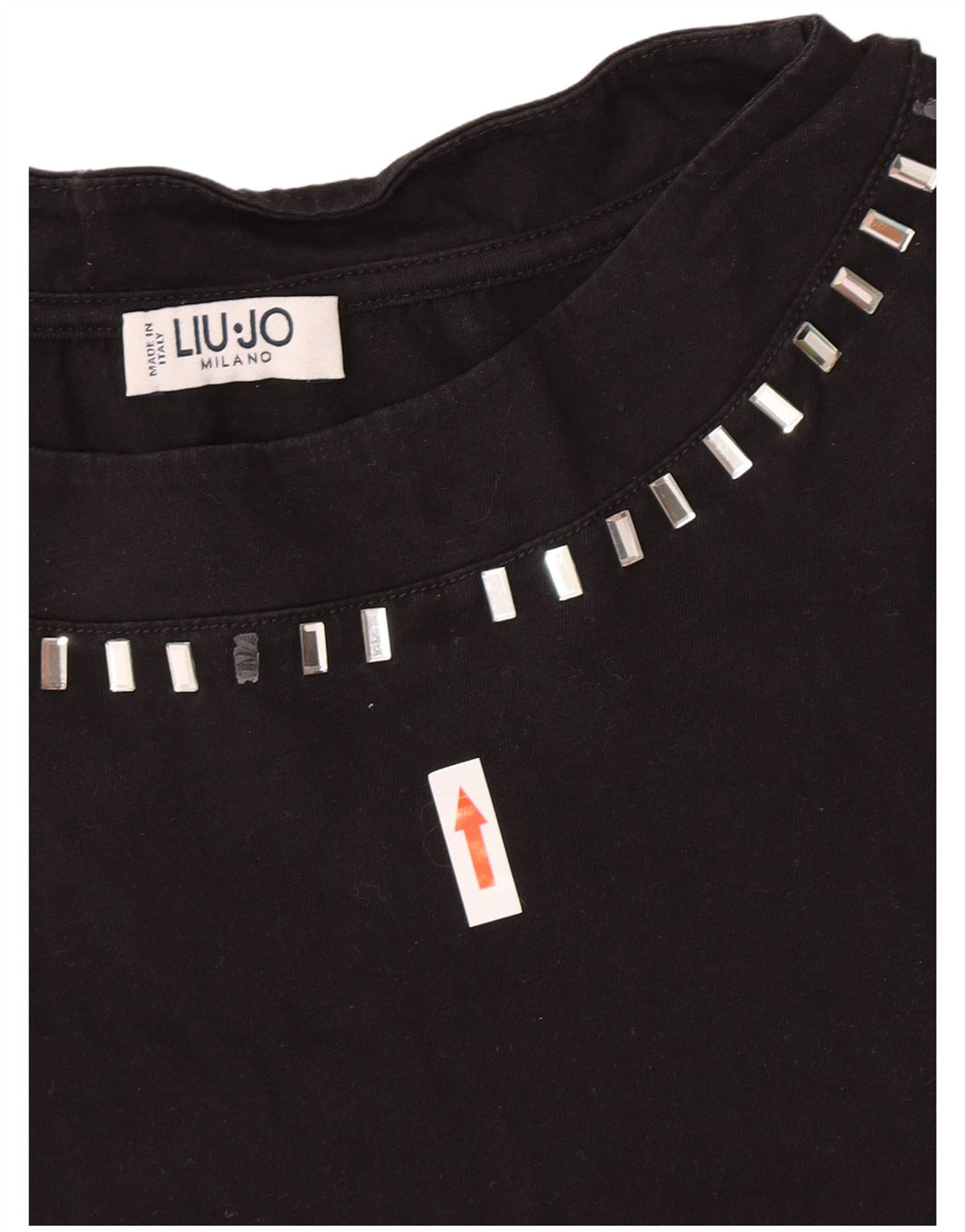 Liu Jo Dame T-Shirt Top UK 10 Lille Sort Bomuld