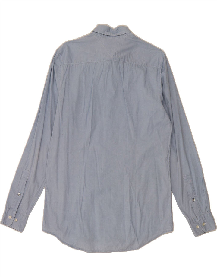 TOMMY HILFIGER Mens Stretch Slim Fit Shirt Medium Blue Spotted Vintage Tommy Hilfiger and Second-Hand Tommy Hilfiger from Messina Hembry 