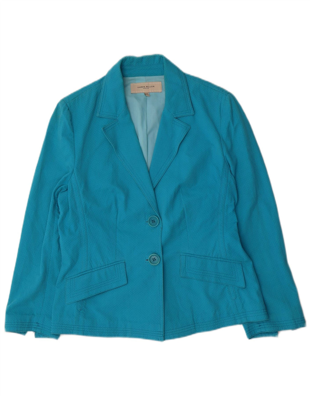 Karen Millen Dame 2-knaps blazerjakke UK 14 medium blå bomuld