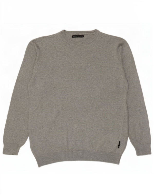 French Connection Herre Boat Neck Jumper Sweater XL Grå Flecked Bomuld