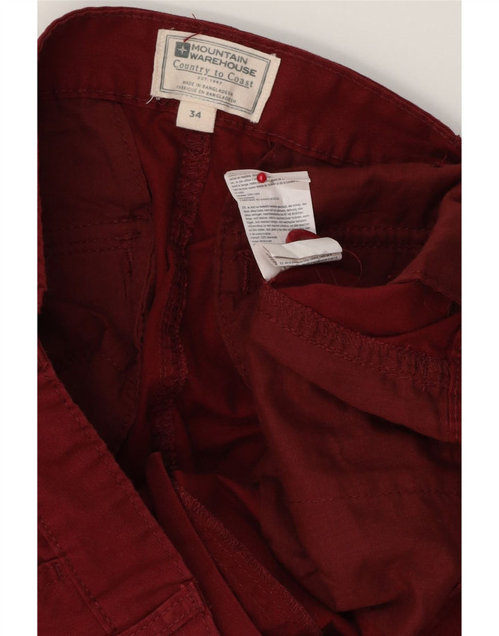 MOUNTAIN WAREHOUSE Herre Cargo Shorts W34 Large Bourgogne Bomuld