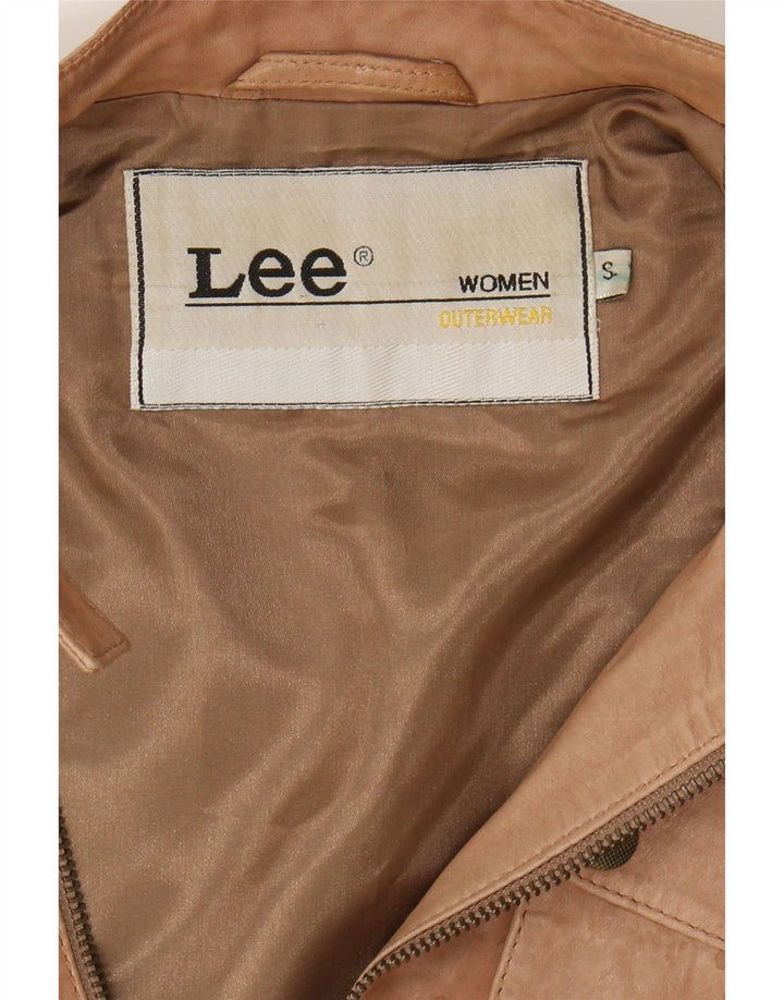 LEE Womens Leather Jacket UK 10 Small Beige Lambskin Vintage Lee and Second-Hand Lee from Messina Hembry 