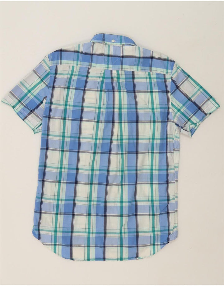 TOMMY HILFIGER Mens Custom Fit Short Sleeve Shirt Medium Blue Check Cotton Vintage Tommy Hilfiger and Second-Hand Tommy Hilfiger from Messina Hembry 