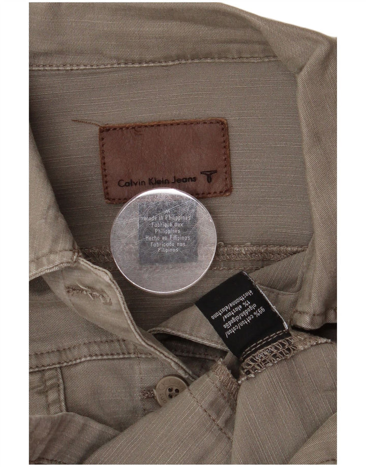 Calvin Klein Jeans Dame denimjakke UK 12 Medium Khaki Bomuld