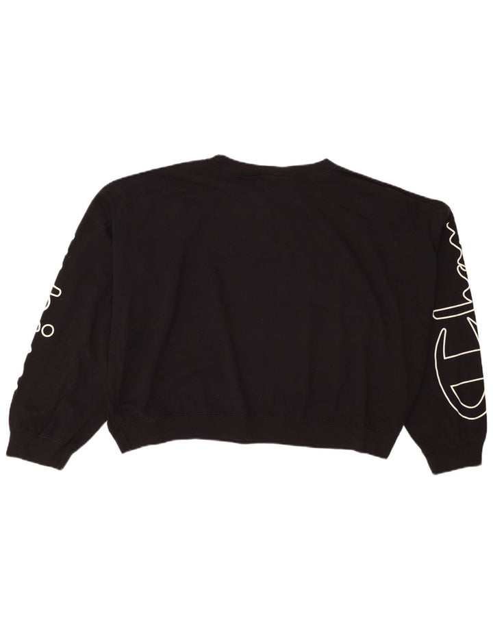 Champion Kvinder Oversized Grafisk Sweatshirt Jumper UK 14 Medium Sort