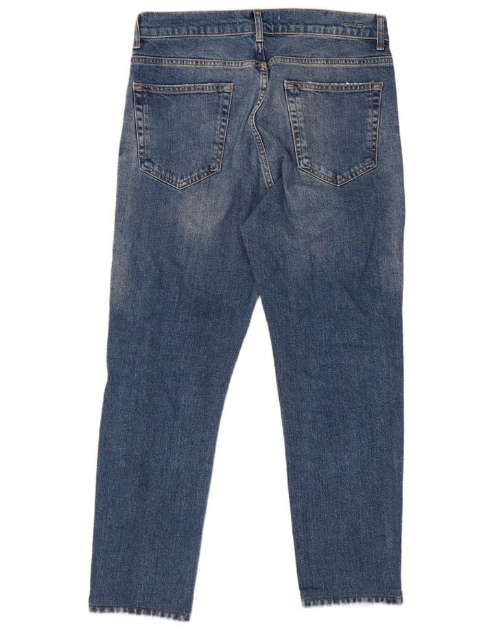 Zara Herre Distressed Cropped Jeans EU 42 Large W32 L26 Blue Cotton