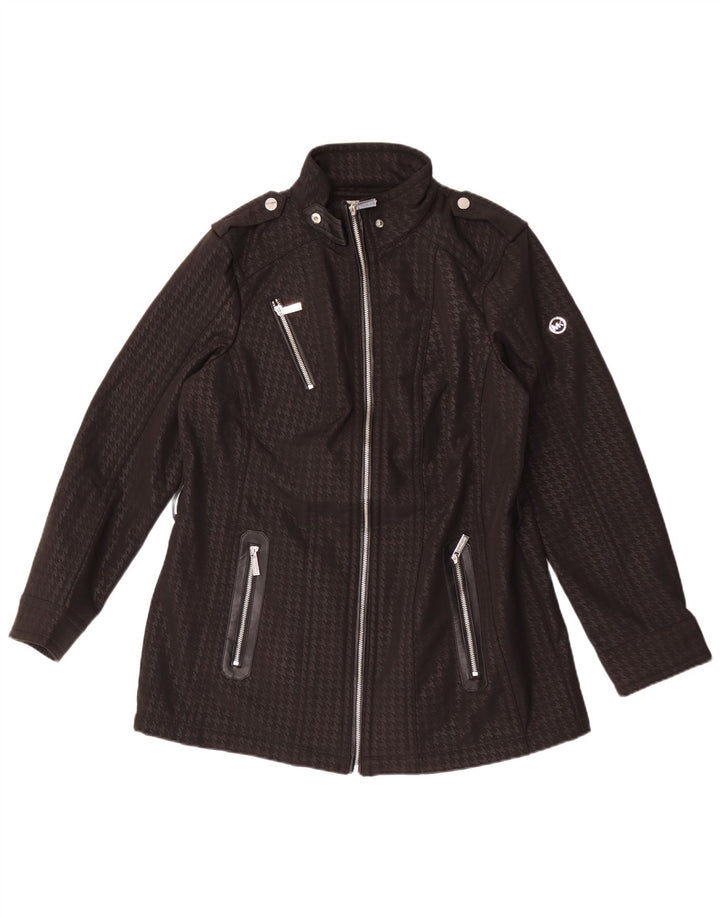 Michael Kors Dame Military Jacket UK 16 Large Black Houndstooth Polyester