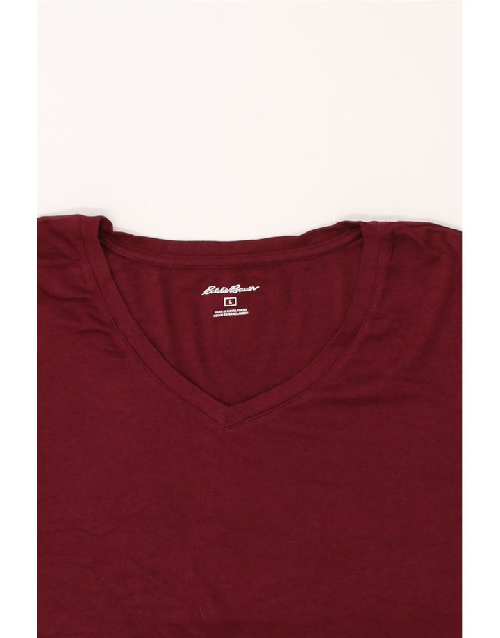 EDDIE BAUER Womens T-Shirt Top UK 16 Large Maroon Cotton Vintage Eddie Bauer and Second-Hand Eddie Bauer from Messina Hembry 