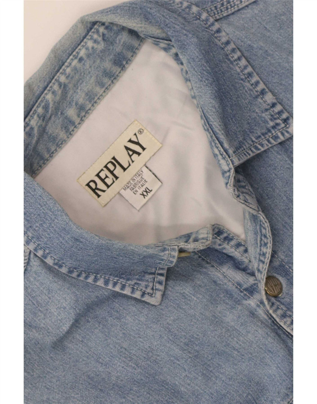 Replay Herre Regular Fit Denim Shirt 2XL Blå Bomuld