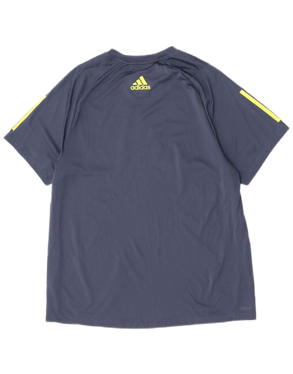 Adidas Herre Regular Graphic T-Shirt Top Large Navy Blue Colourblock