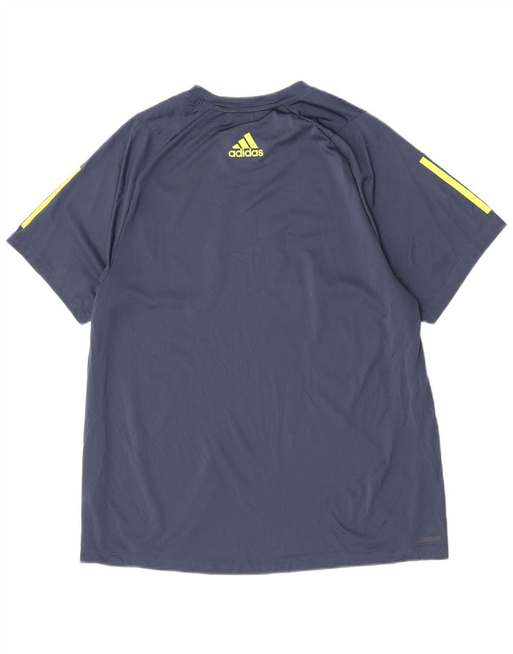 Adidas Herre Regular Graphic T-Shirt Top Large Navy Blue Colourblock