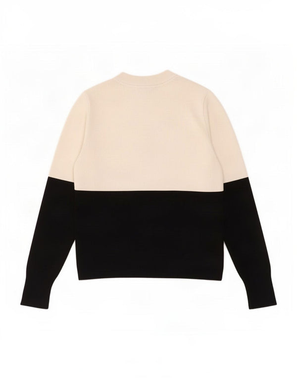 Topshop Dame Crop Crew Neck Jumper Sweater UK 10 Small White Colourblock