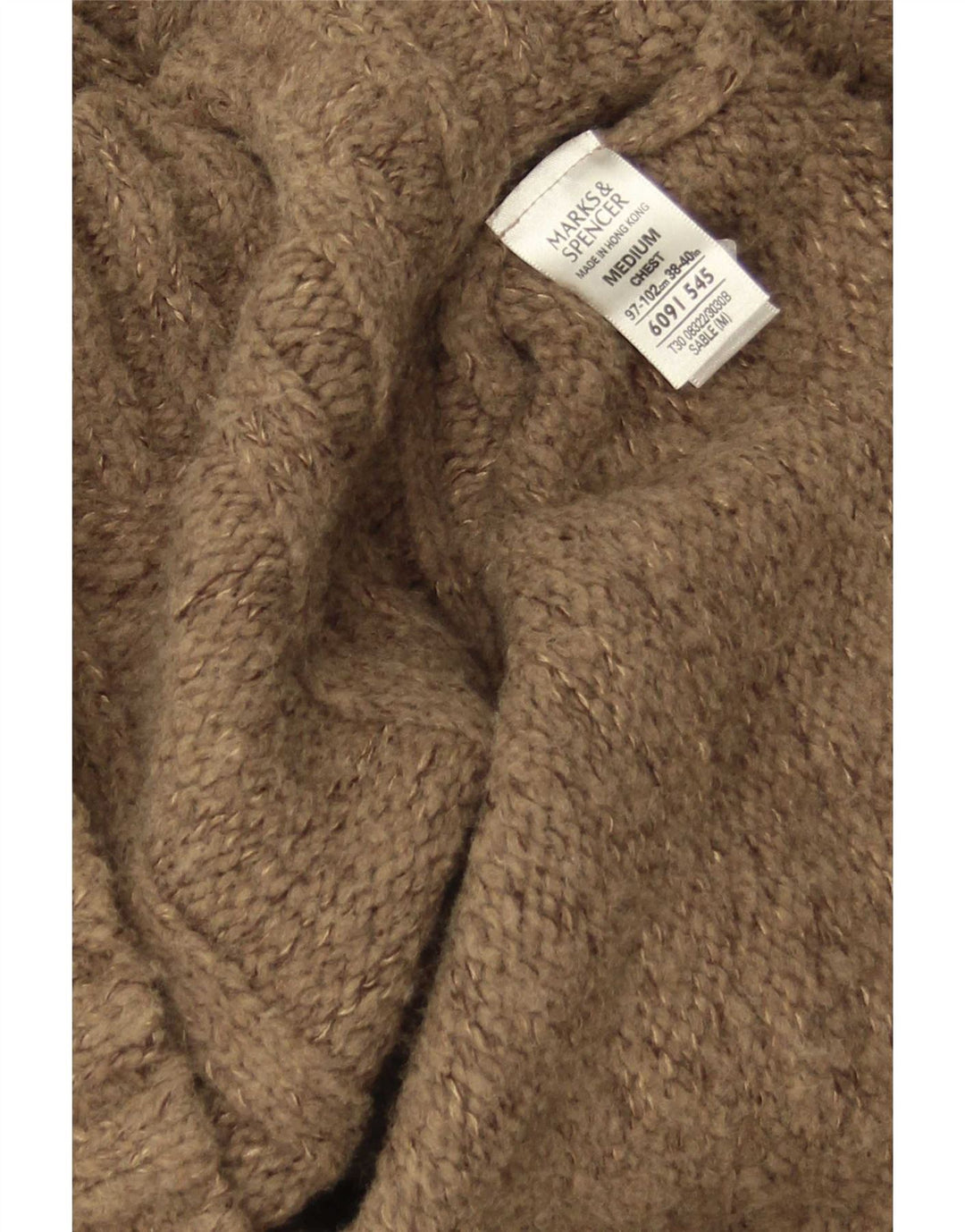 Marks & Spencer Herre sweater med lynlåshals mellem brun akryl