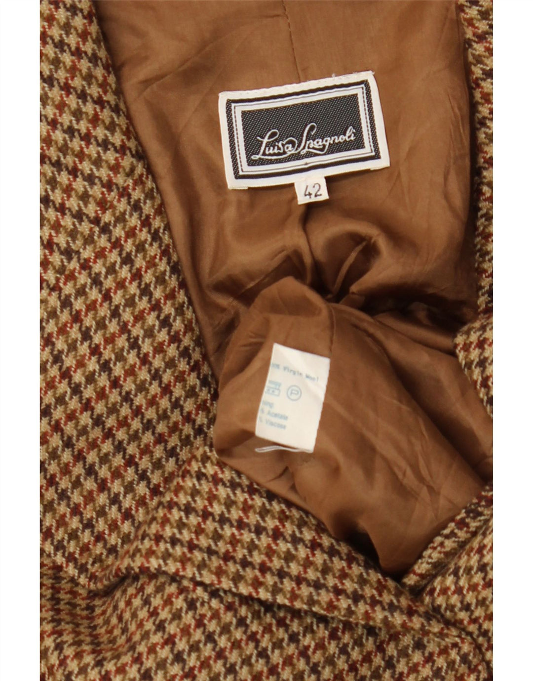 Luisa Spagnoli Dame 2-knaps blazerjakke IT 42 Medium Brown Houndstooth