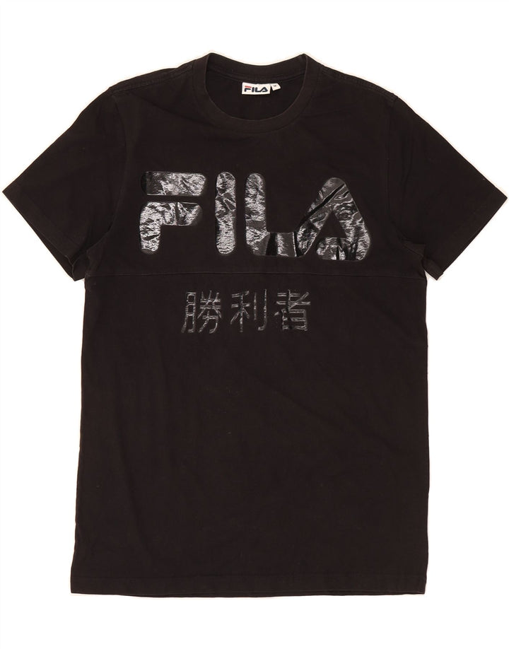 FILA Mens Graphic T-Shirt Top Medium Black Polyester Vintage Fila and Second-Hand Fila from Messina Hembry 