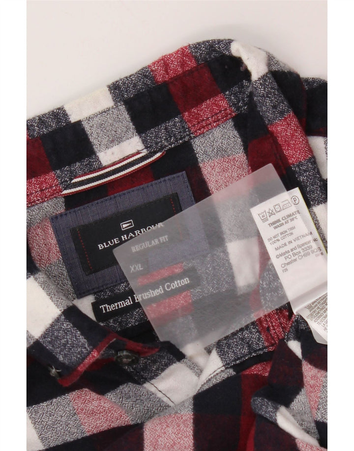 Marks & Spencer Herre Blue Harbor Regular Fit Flanellskjorte 2XL rød ternet