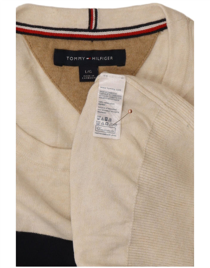 TOMMY HILFIGER Herre sweater med rund hals, stor off-hvid stribet