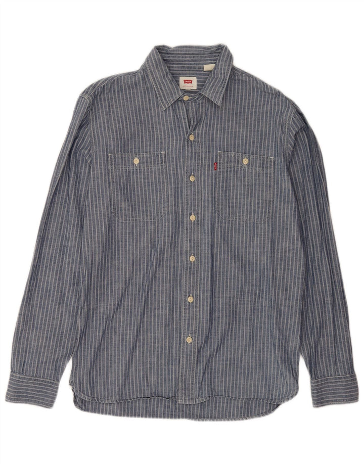 Levi's herreskjorte mellemblå nålestribet bomuld