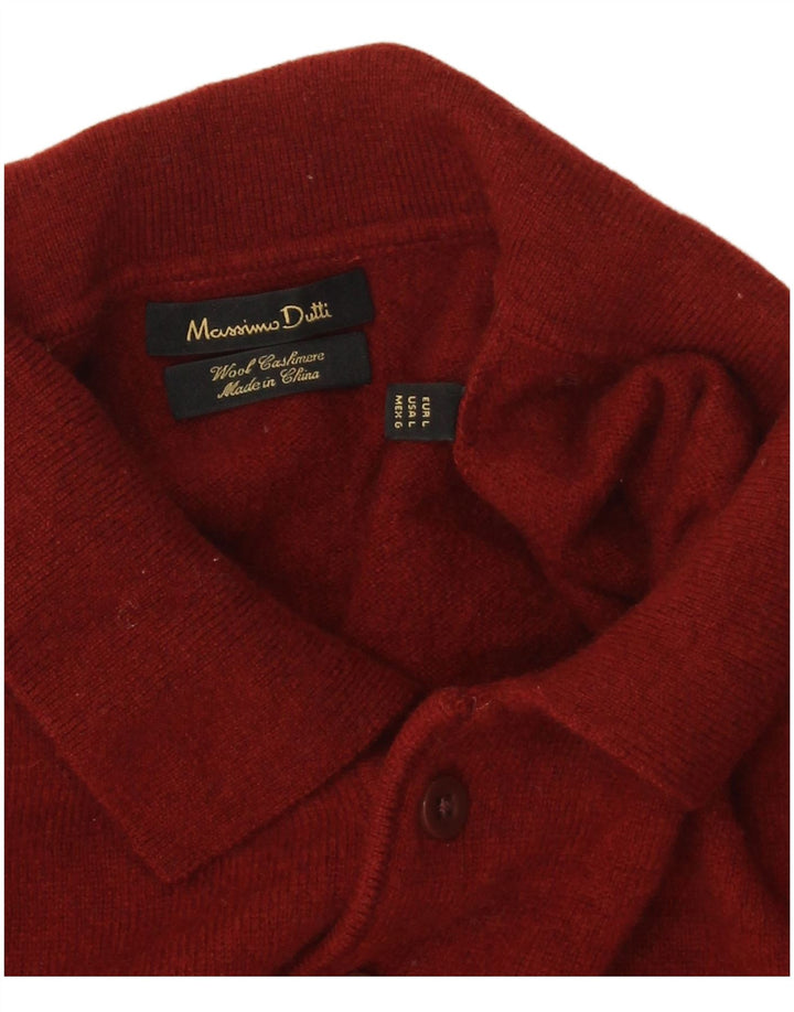 Massimo Dutti Herre Polo Neck Jumper Sweater Stor Rød Uld