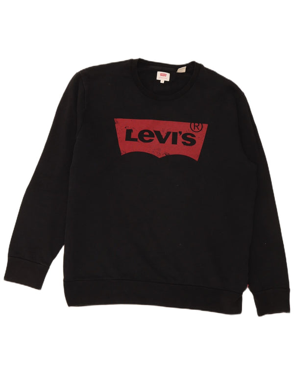 Levi's Mens Graphic Sweatshirt Jumper Large Black Cotton