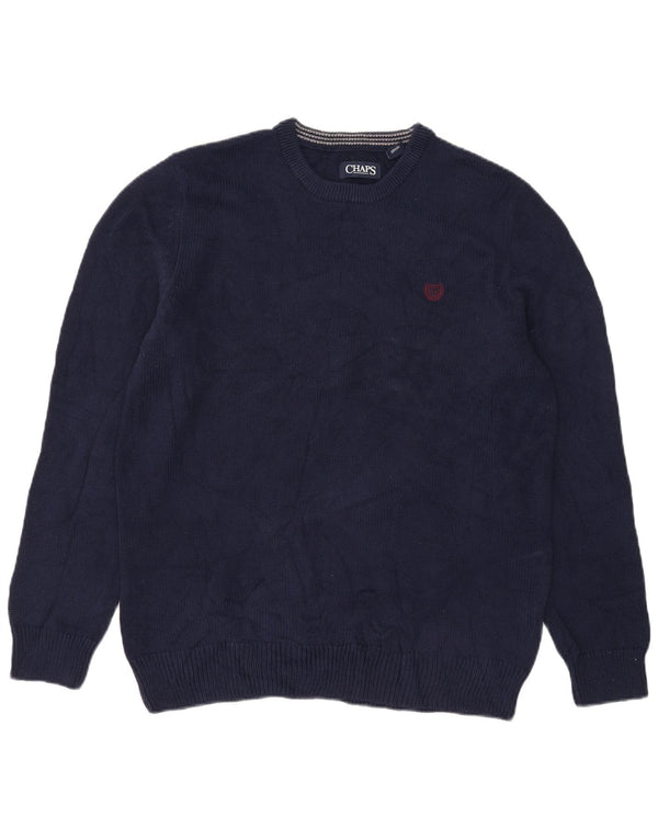 Chaps Herre Crew Neck Jumper Sweater Medium Navy Blue Bomuld