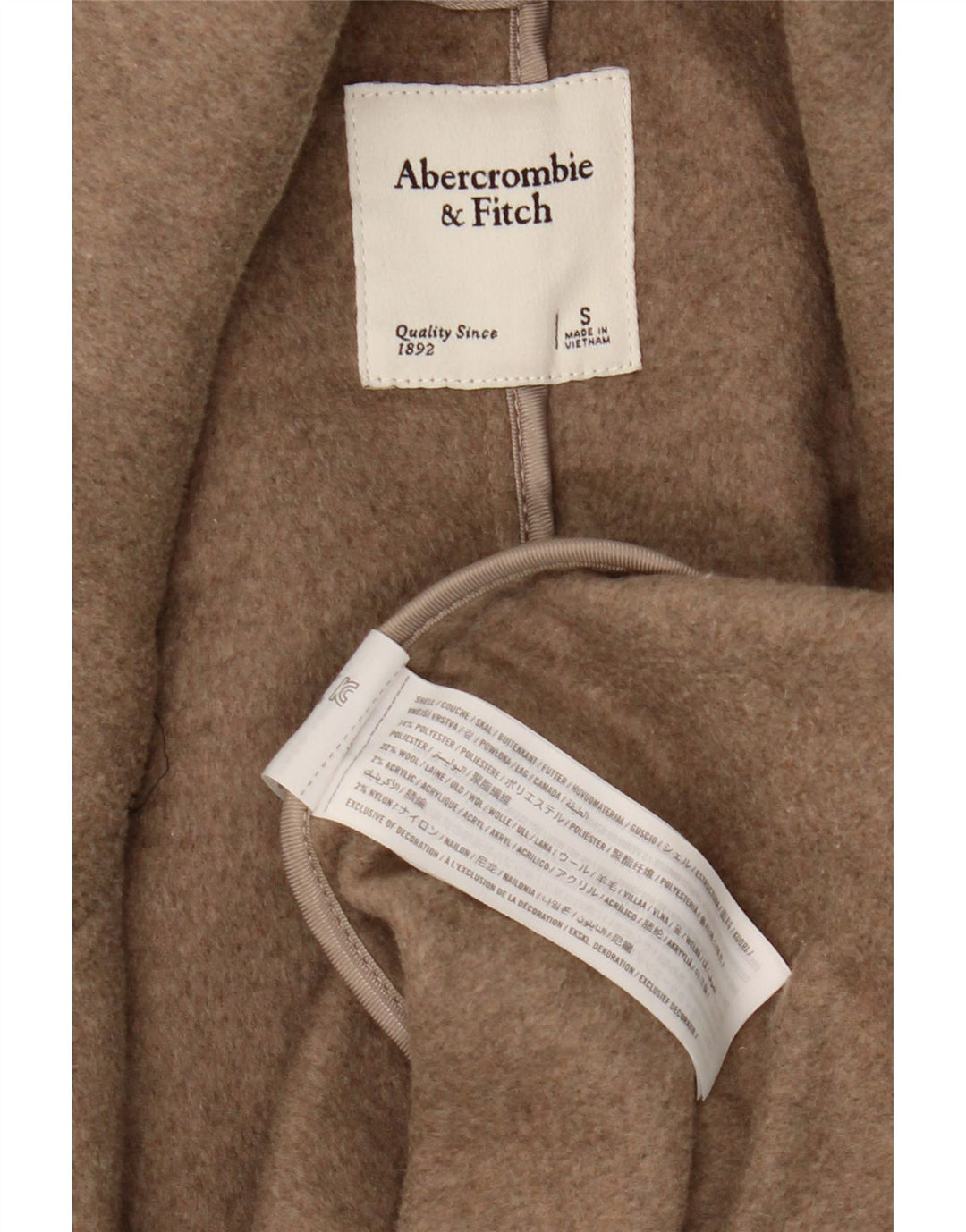 Abercrombie & Fitch oversize overfrakke til kvinder UK 10 Lille beige polyester