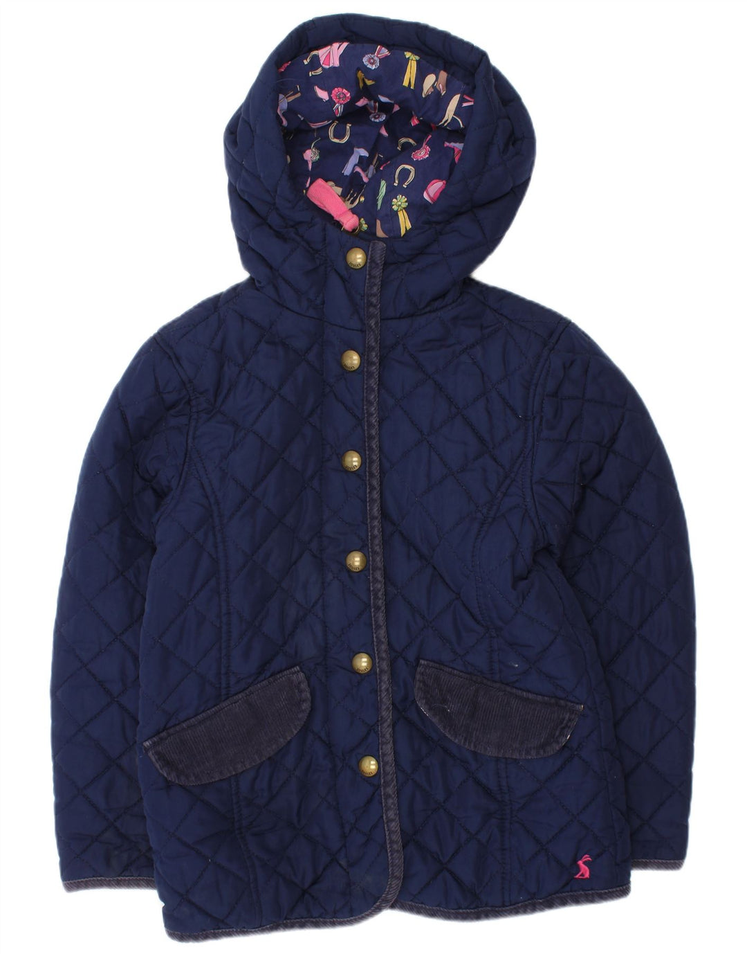 Joules piger hættejakke quiltet 5-6 år marineblå polyester