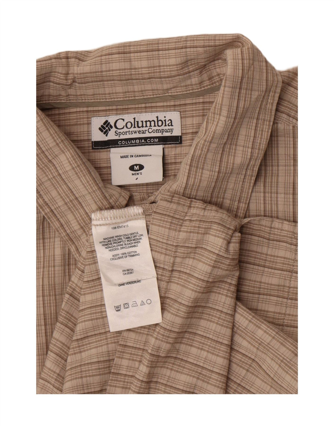 Columbia Herre ternet kortærmet skjorte medium beige ternet bomuld