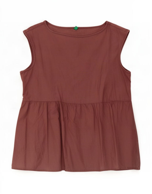 Benetton Dame ærmeløs bluse Top UK 14 Medium Pink Bomuld