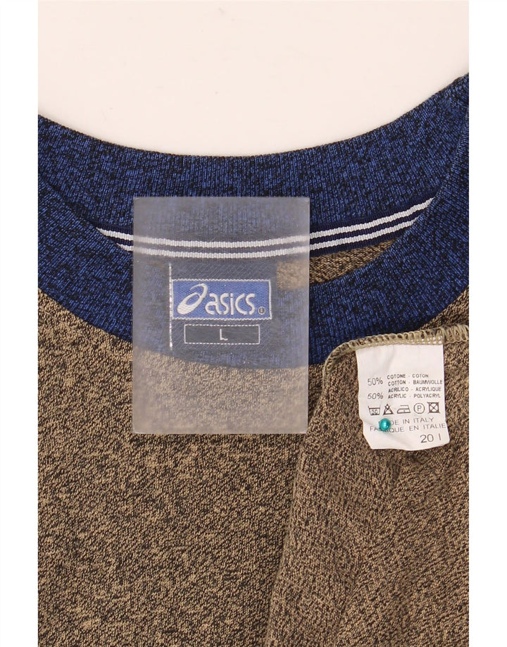 ASICS Herre T-Shirt Top Stor Brun Colourblock Bomuld