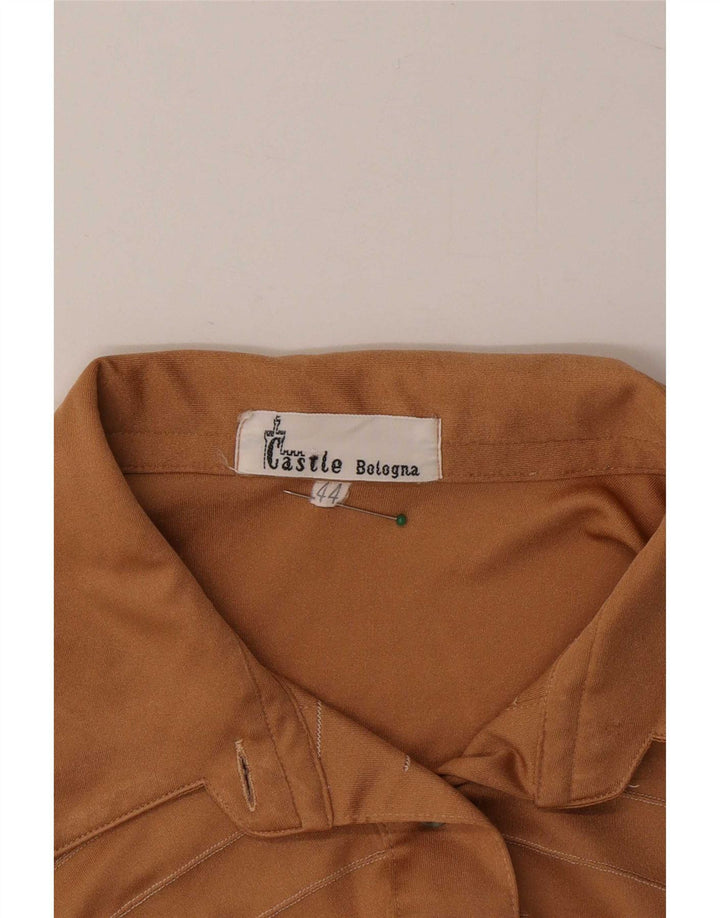 Castle Dame Skjorte Bluse UK 12 Medium Beige Polyester