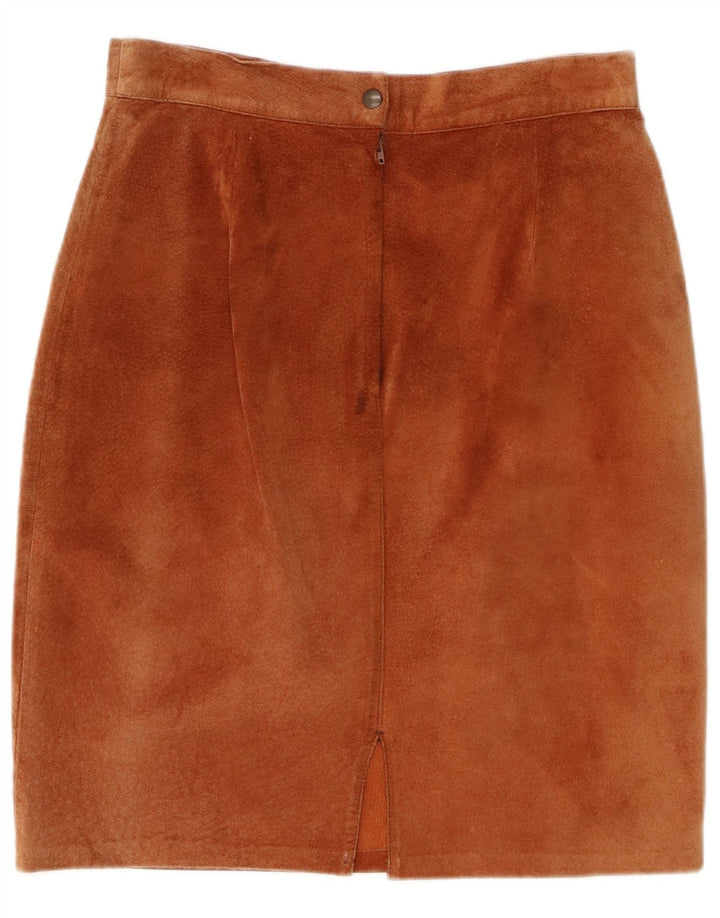 Vintage kvinders ruskind blyantnederdel W28 medium brunt læder