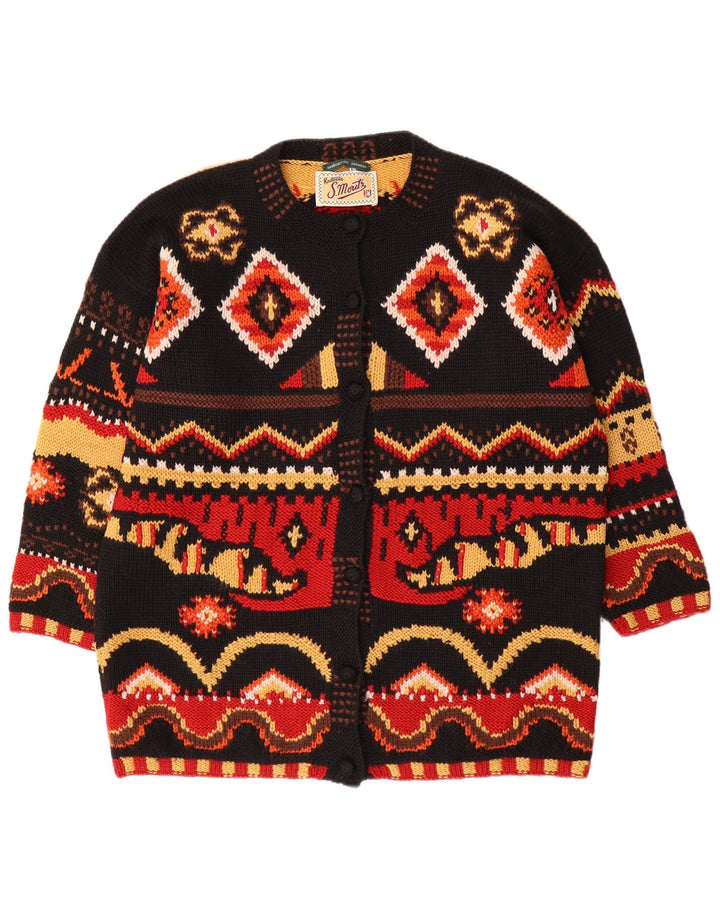 S.MORITZ Dame Cardigan Sweater UK 16 Stor Flerfarvet Geometrisk