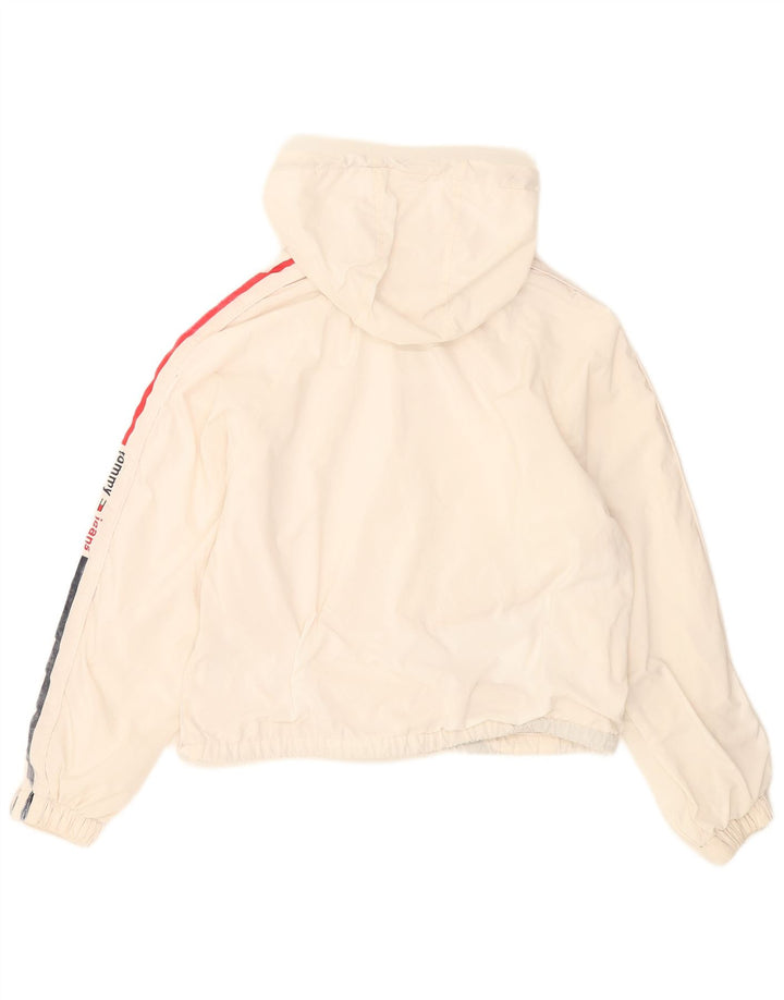 Tommy Hilfiger Kvinder Oversized grafisk regnjakke UK 6 XS Hvid