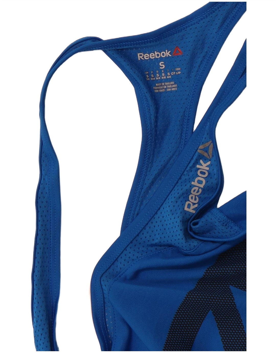 REEBOK Dame Grafisk Vest Top UK 8/10 Small Blue Sports