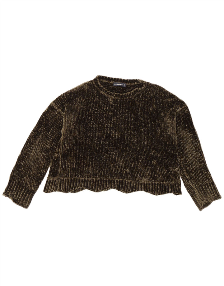 Zara Dame Oversized Crew Neck Jumper Sweater UK 10 Small Khaki