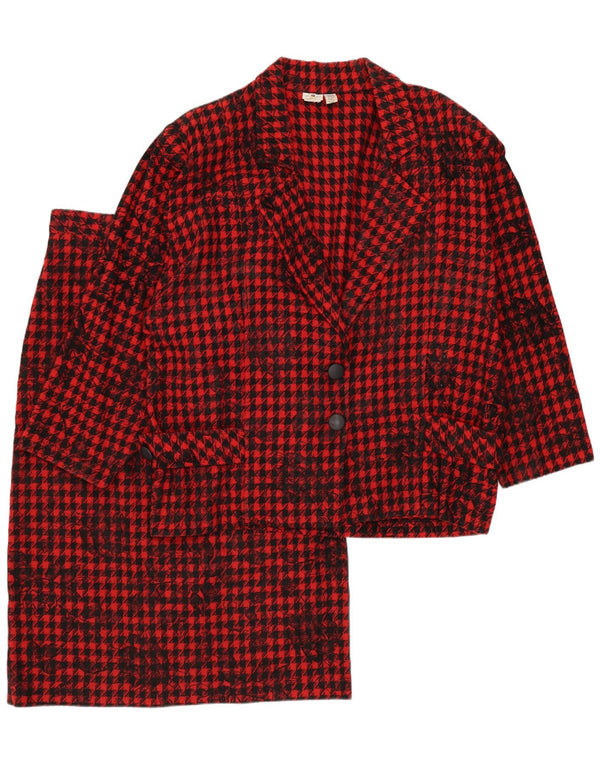 Vintage Dame Loose Fit 2-delt nederdelsæt IT 44 Medium W28 Red Houndstooth