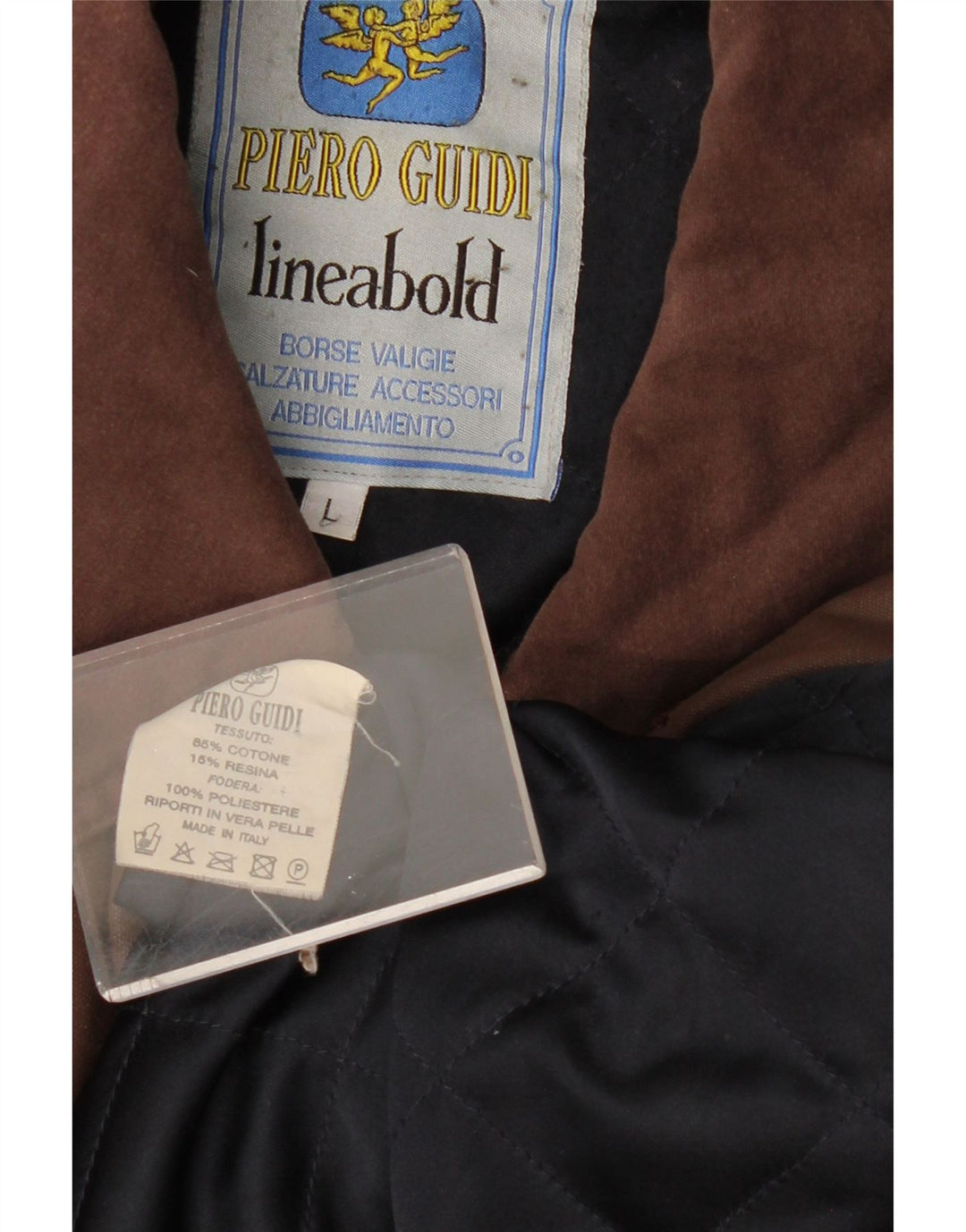 PIERO GUIDI Herre vokset bomuldsjakke UK 40 Stor brun bomuld