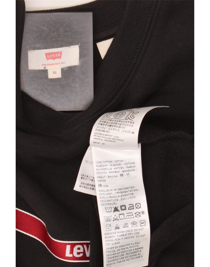 LEVI'S Womens Oversized Crop Sweatshirt Jumper UK 6 XS Sort Stribet