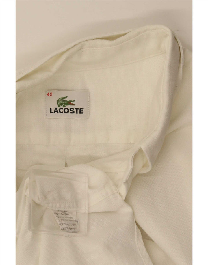 Lacoste Kortærmet Herreskjorte Størrelse 42 Stor Hvid Bomuld