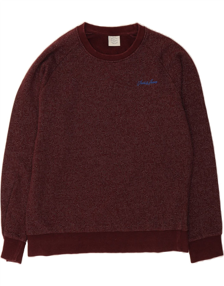 JACK & JONES Mens Sweatshirt Jumper Medium Burgundy Cotton Vintage Jack & Jones and Second-Hand Jack & Jones from Messina Hembry 
