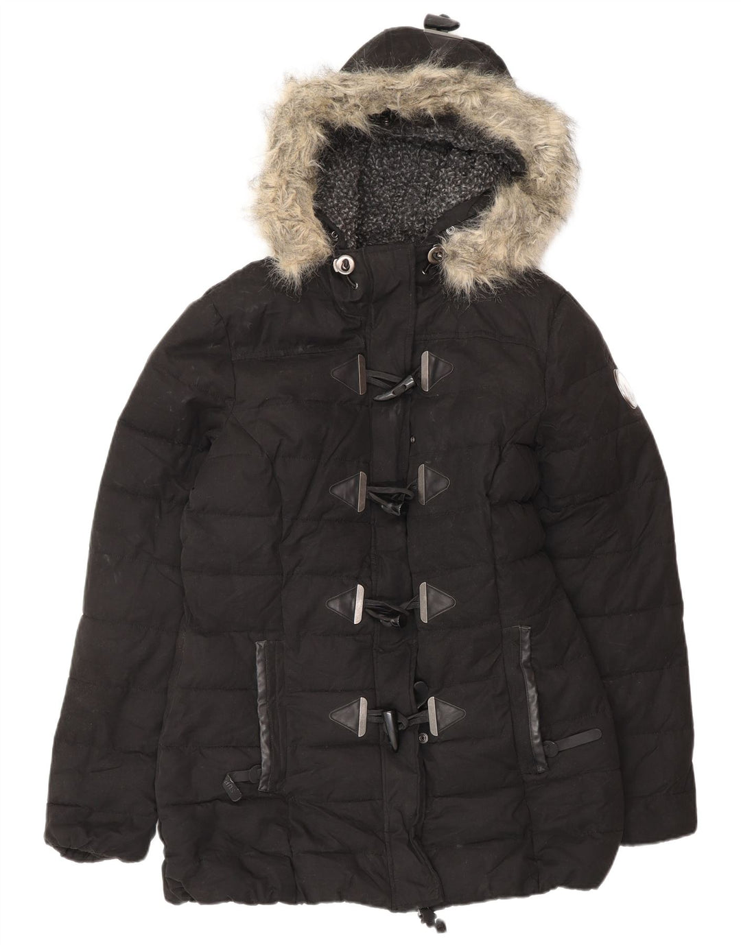 Superdry polstret hættejakke til kvinder UK 12 medium sort polyester