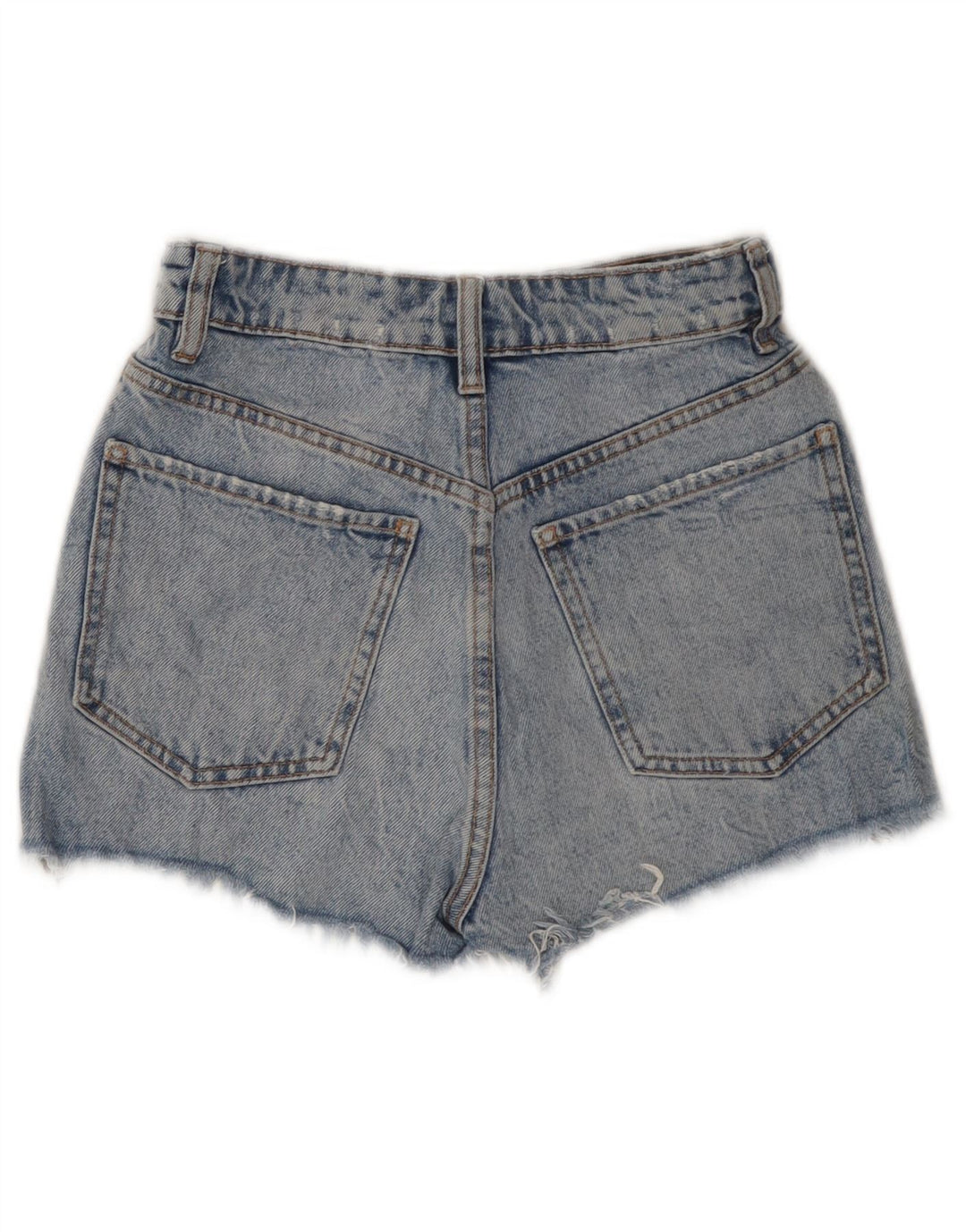 ZARA Distressed denimshorts til kvinder US 0 XS W22 Blå