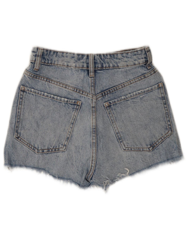 ZARA Distressed denimshorts til kvinder US 0 XS W22 Blå