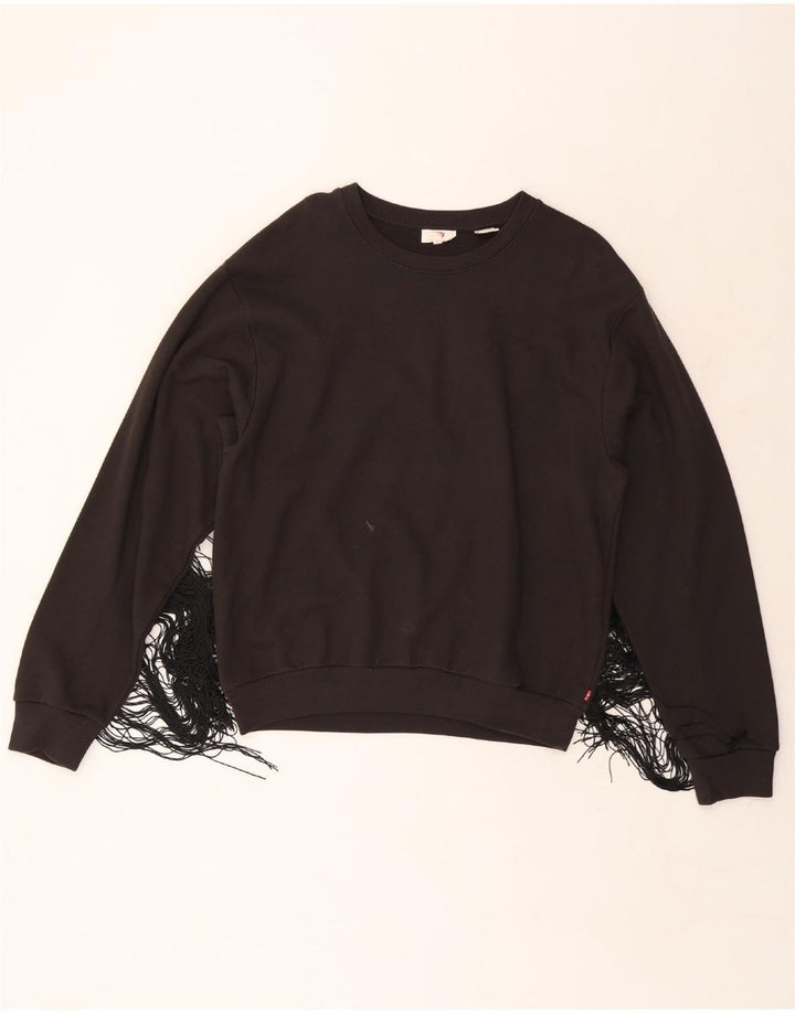 Levi's Dame Sweatshirt Jumper UK 14 Medium Sort Bomuld
