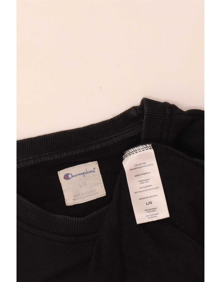 Champion Herre Sweatshirt Jumper Large Sort Bomuld