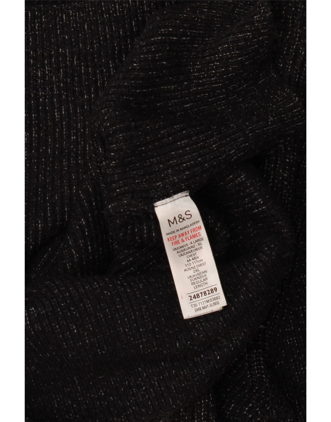 Marks & Spencer Herre sweater med rund hals XL Marineblå Flecked