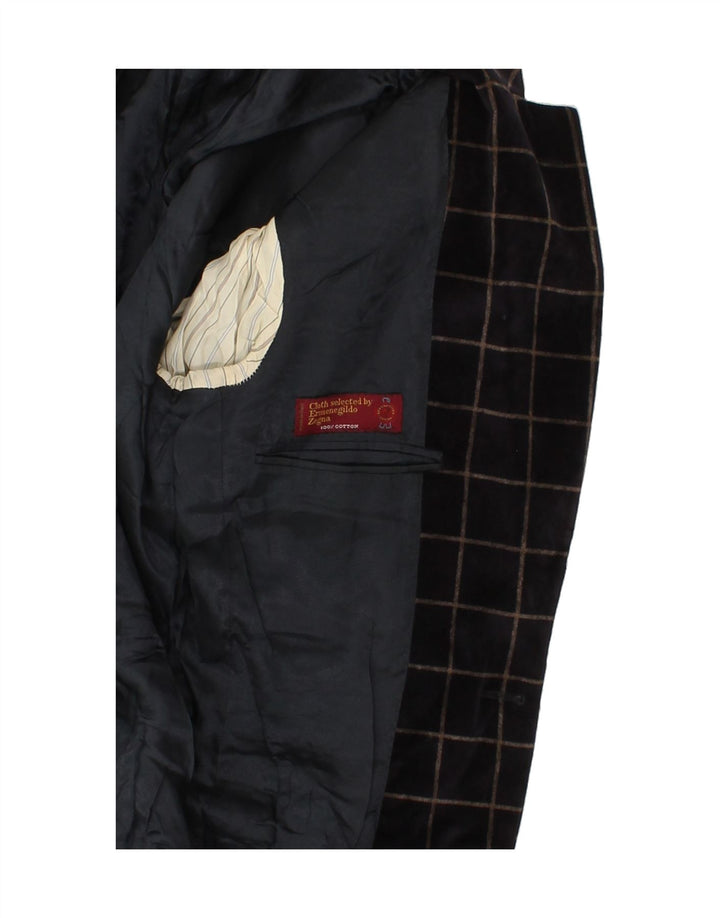 ERMENEGILDO ZEGNA Herre 2-knaps blazerjakke IT 46 Small Navy Blue Check